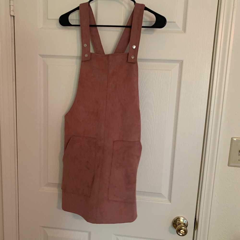 Suede overall dress